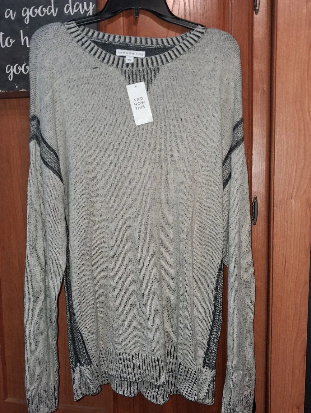 And Now This Men's Grey & Black Marled Knit Sweater In A Size Medium. NWT